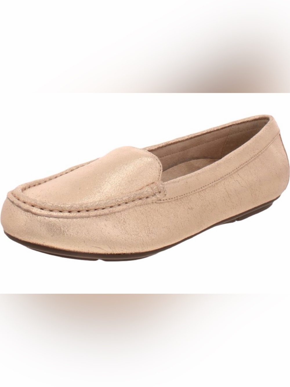 Vionic Debbie Leather Metallic Slip On Shoes Loafer Flats sz 9 Wide Rose Gold